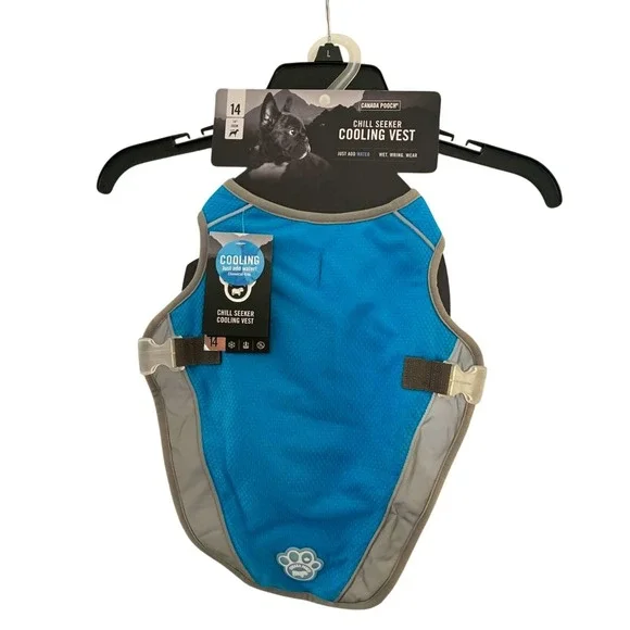 Canada Pooch Chill Seeker Cooling Vest Dog 14 Blue New Evaporative Mesh CP00907‎