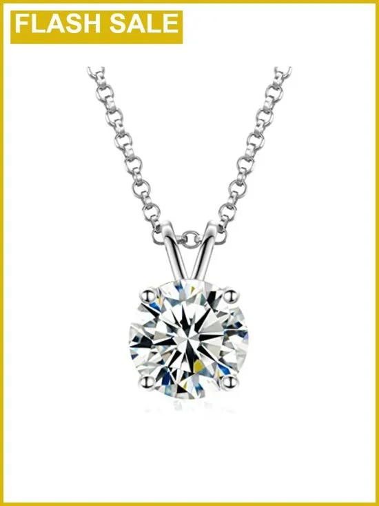 Moissanite Solitaire Necklace 18K Gold Vermeil 925 Sterling Silver Dainty