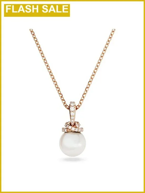 Swarovski Crystal Pearl Pendant Necklace Rose Gold-Tone