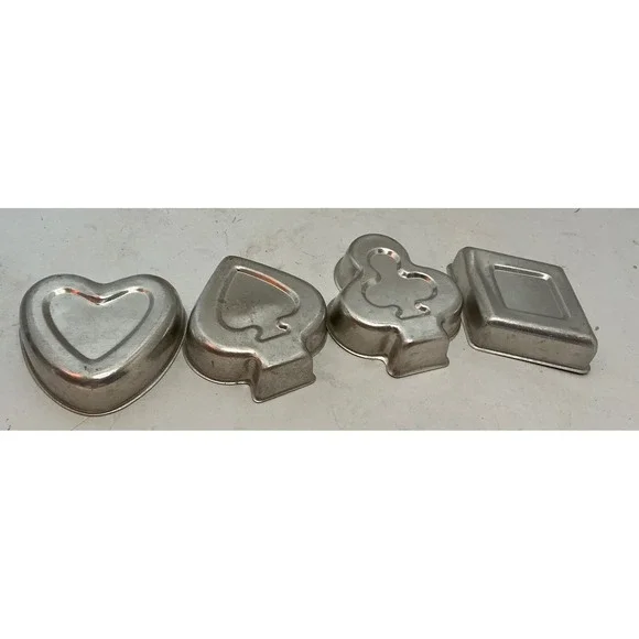 Vintage Playing Card Suit Mini Cake Jello Molds‎ Aluminum Set of 4