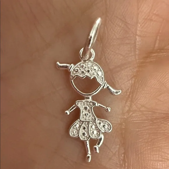 Little girl Daughter Charm Pendant In 950 Sterling Silver Made in Perú