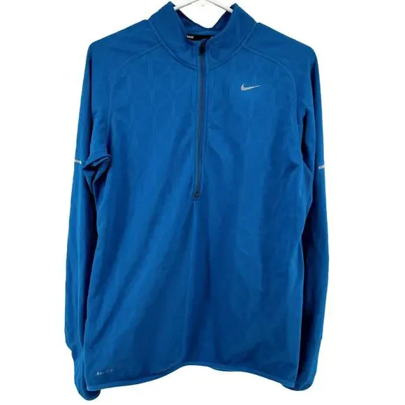 Nike Dri-Fit Sweatshirt Top Fleece Half-Zip Athletic Activewear Pullover Blue M