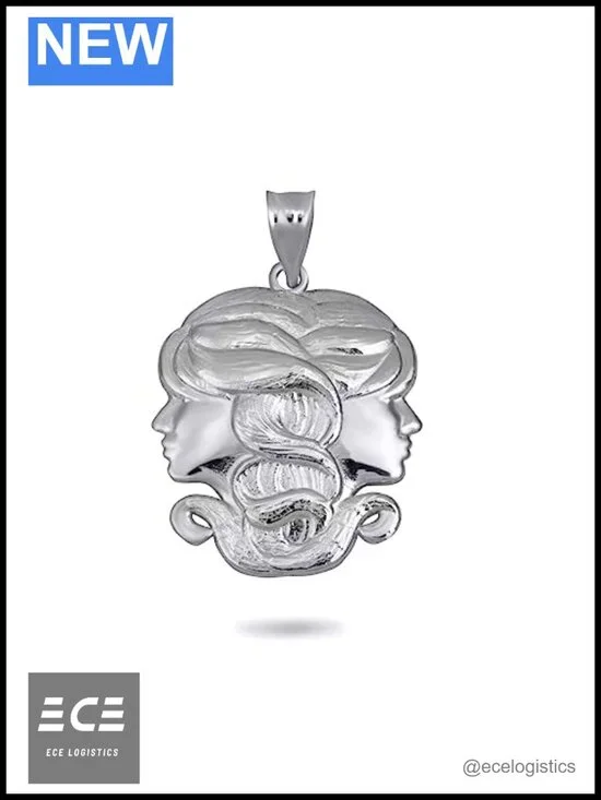 10K White Gold Gemini Zodiac Pendant Necklace Charm Astrology Jewelry Gift