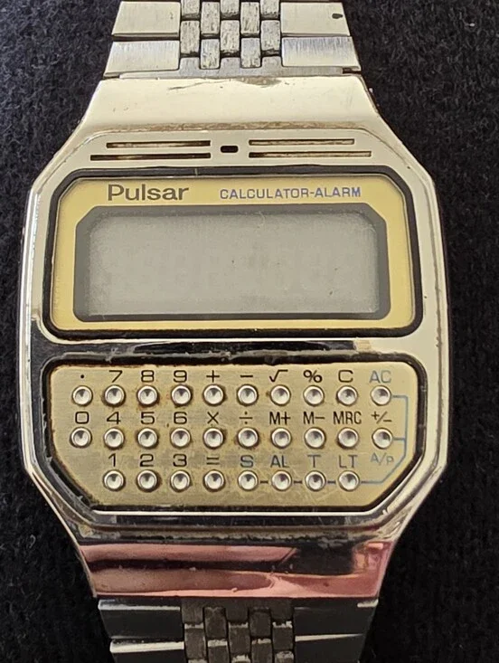 Vintage PULSAR Y739-5019 Calculator Quartz Watch For Parts Or Repair