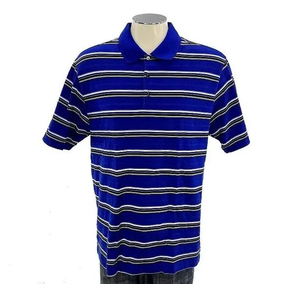 Tiger Woods Collection Nike‎ Polo Shirt L Stripe Golf Casual Mens
