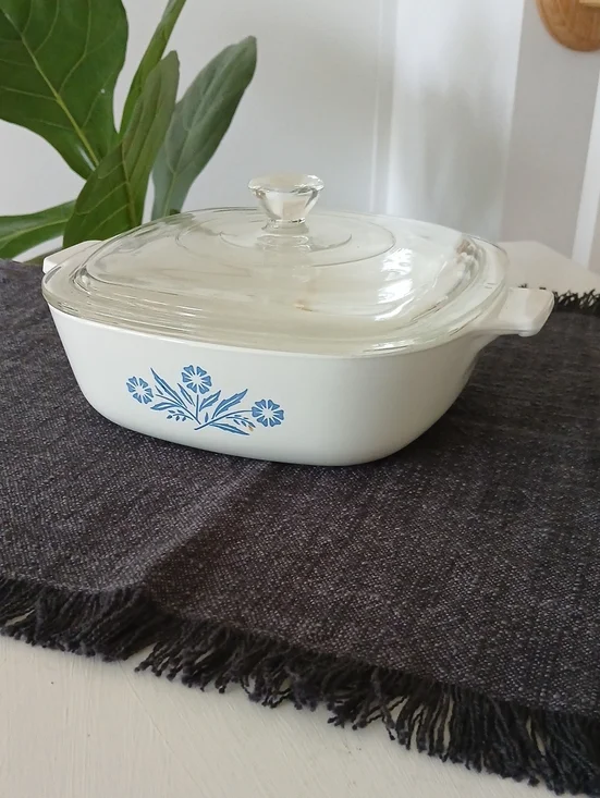 Vintage CorningWare BLUE CORNFLOWER 1 Qt Casserole P-1-B + Glass Lid C8
