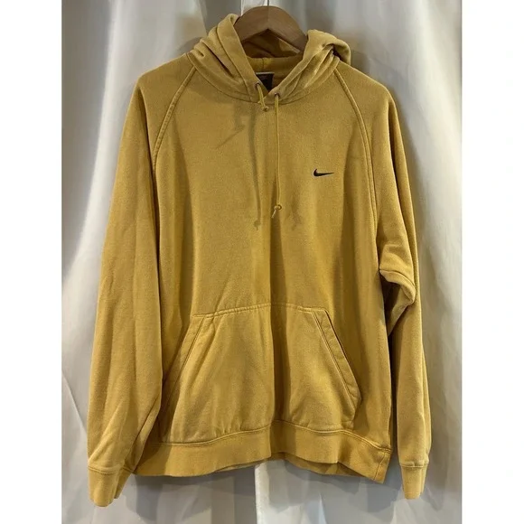 Vintage Y2K Nike Swoosh Logo Yellow Gold Pullover Hoodie Sweatshirt‎ - Men's L