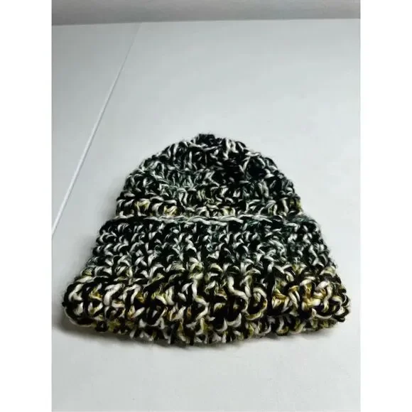 Kids Unisex Handmade Beanie Hat Wool Blend One Size Black White