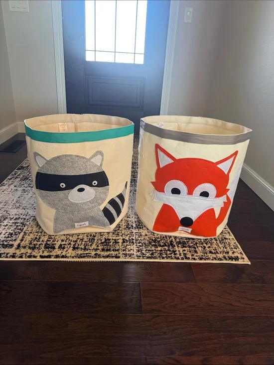 3 Sprouts Canvas Fox & Raccoon Storage Bins