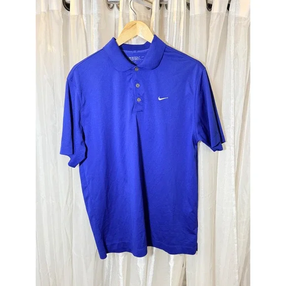 Nike Golf Polo Shirt Mens Large Blue Dri-FIT Short Sleeve 434589-471