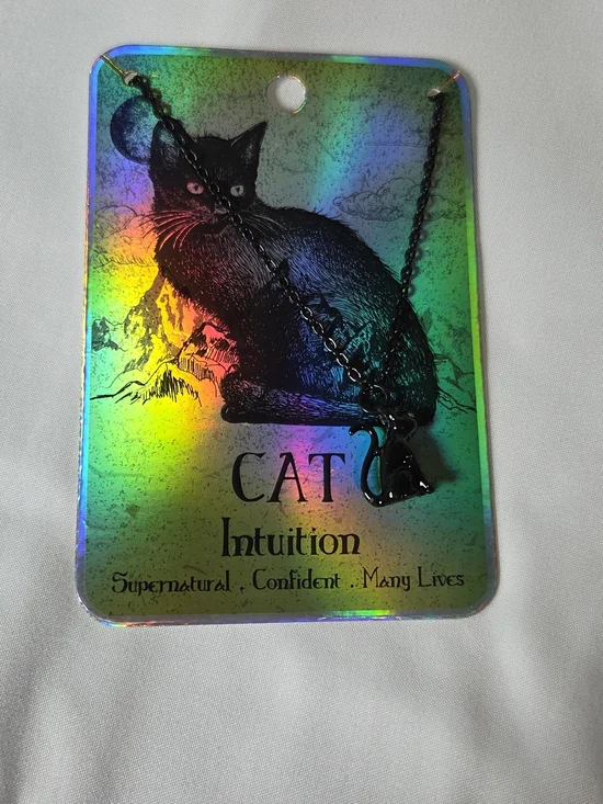 Cat Intuition Pendant Necklace - Black