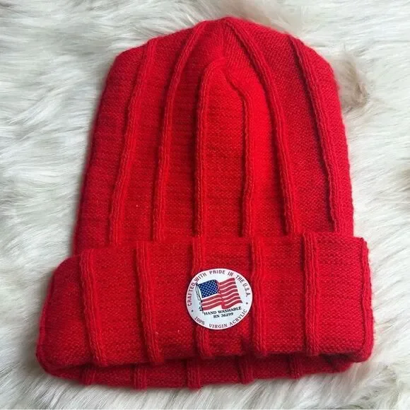 Vibrant Red Knitted Winter Beanie Hat