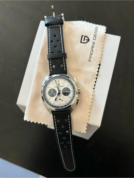 Men's Chronograph Watch - Black/White Dial