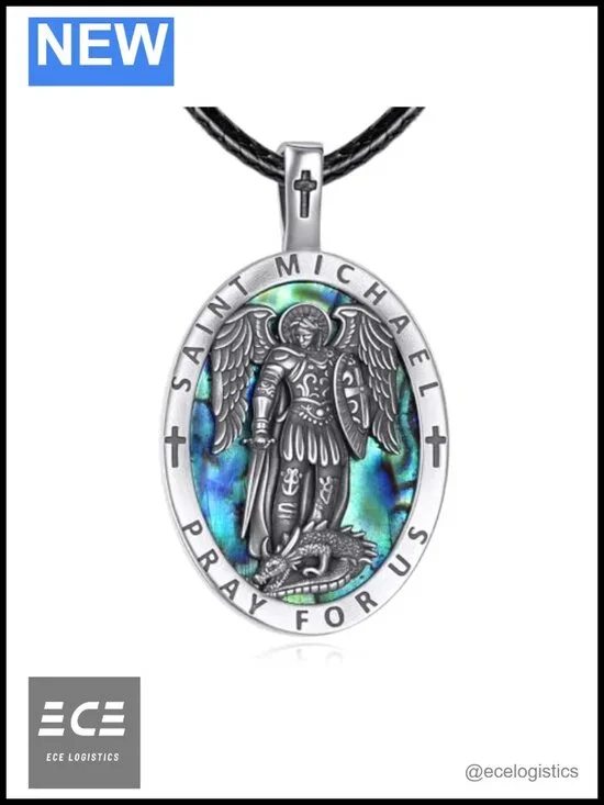 St Michael Necklace 925 Sterling Silver Archangel Pendant 22+2 Inch Adjustable