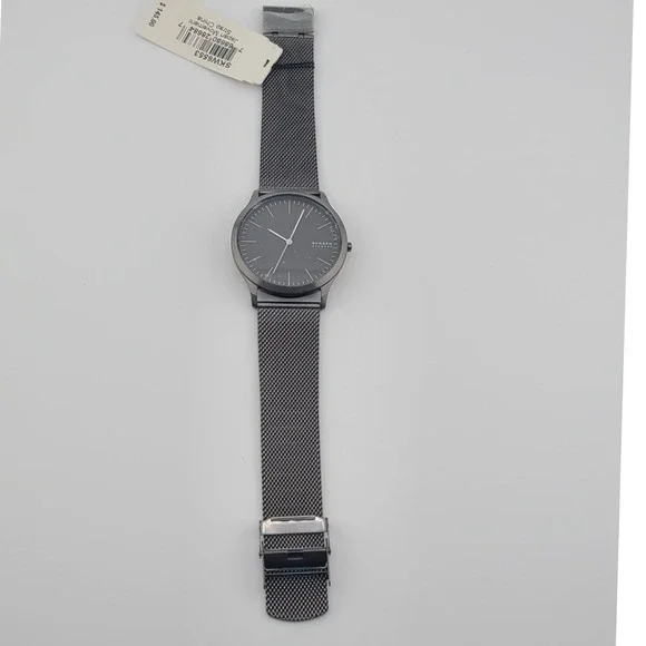 Skagen Grenen Men's Watch Gunmetal Mesh Steel Black Dial SKW6553 New