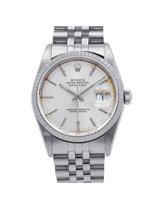 Rolex Datejust 36 SS 18k White Gold Watch Silver Dial