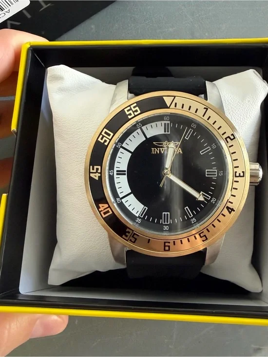 Invicta Men's Black Dial Watch with Rose Gold Bezel