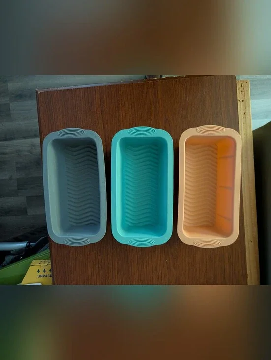 Silicone Bread Pans Trio - Peach, Teal, Gray. Never Been Used