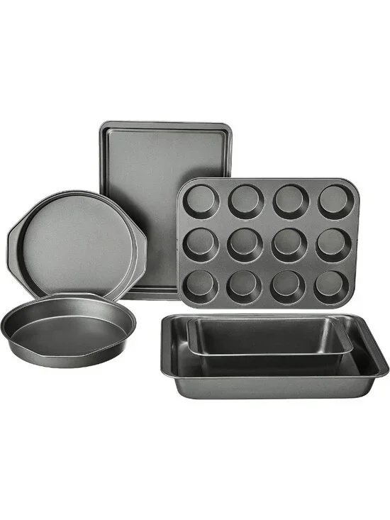 6-Piece Nonstick Bakeware Set - Cake, Muffin, Cookie & Loaf Pans, Oven Safe
