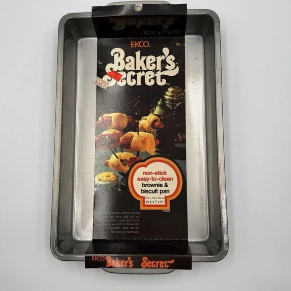 Vintage EKCO‎ Baker's Secret Brownie Biscuit Pan 10x7 NOS Nonstick