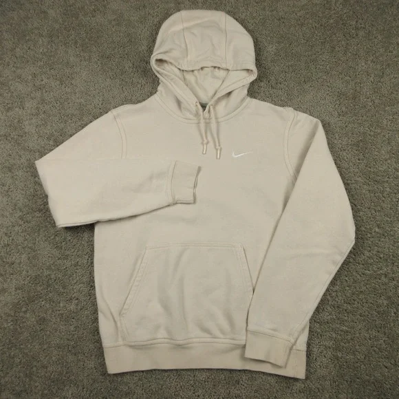Nike Sweater Mens Medium Beige Sportswear Club Fleece Pullover Hoodie Sweatshirt
