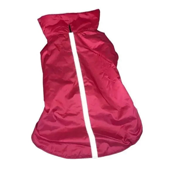Large Dog Coat Red‎ Lightweight Rain Jacket Reflective Strip Adjustable Pet