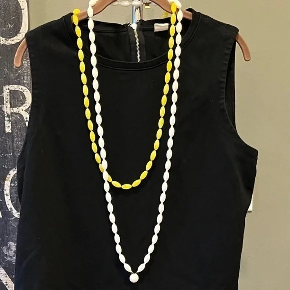 🦌🥑Long Two-Strand Beaded Necklace – Yellow and White
