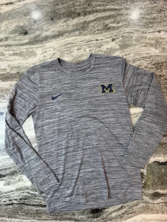 Nike Michigan University Gray Heather Long-Sleeve Dri-FIT Shirt