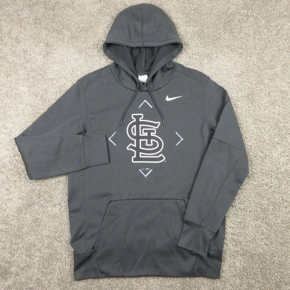 St Louis Cardinals Sweater Mens Medium Gray Nike Hoodie Sweatshirt MLB Baseball