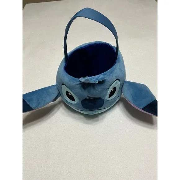 Disney Stitch Plush Easter Basket Candy Bucket Lilo & Stitch Blue Soft Handle