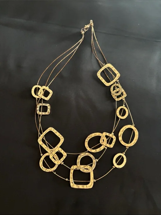 Gold-Tone Multi-Strand Geometric Link Necklace - Women Jewelry