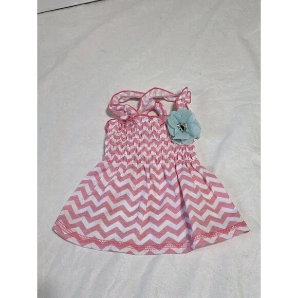 Glamour Bone Pink\White Zigzag Dog Sundress Size Small