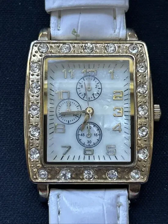 Gold Tone White Band Women’s Quartz Watch