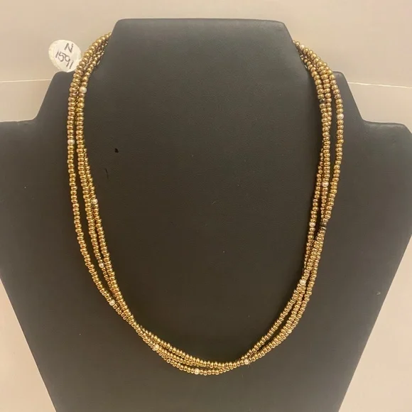 Silpada Three Strand Gold Seed Bead Necklace. Retired 18