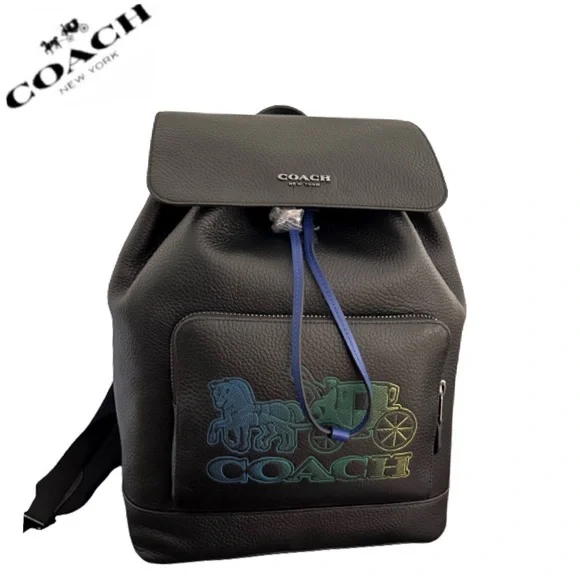 NWT‎ COACH TURNER BACKPACK LEATHER BLACK OMBRE