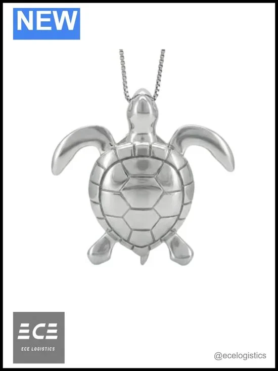 925 Sterling Silver Sea Turtle Pendant Necklace 18
