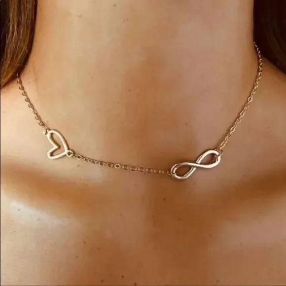 Dainty Choker Infinity & Heart Necklace