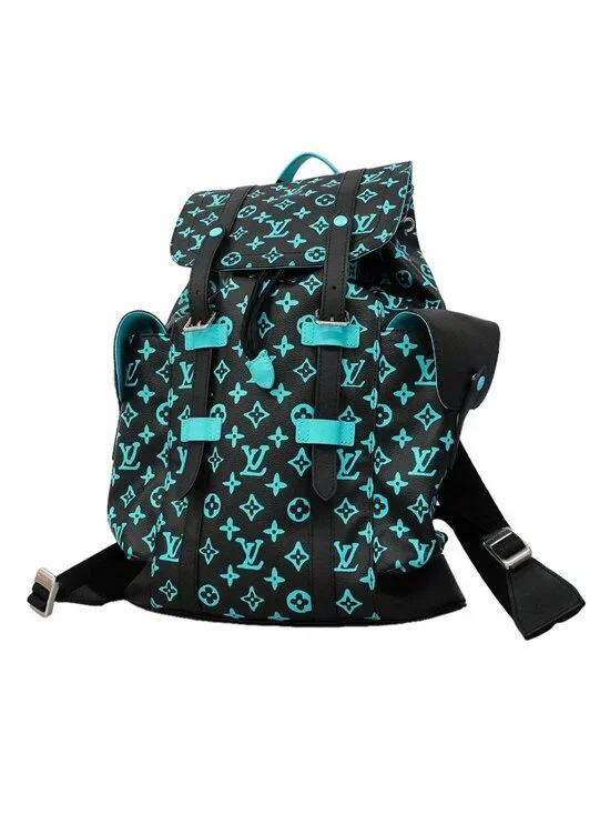 Louis Vuitton Backpack Monogram Playground Christopher MM Black Neon Blue