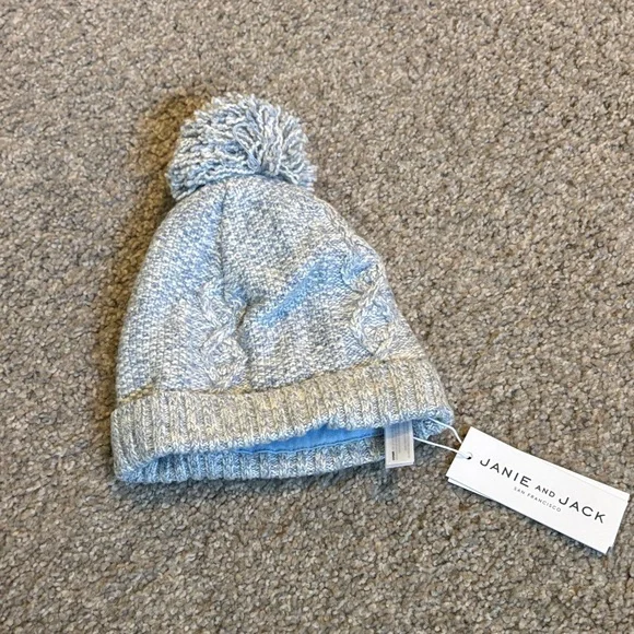 Janie and Jack Light Blue Cable Knit Hat 3-6 m. NEW with Tags!