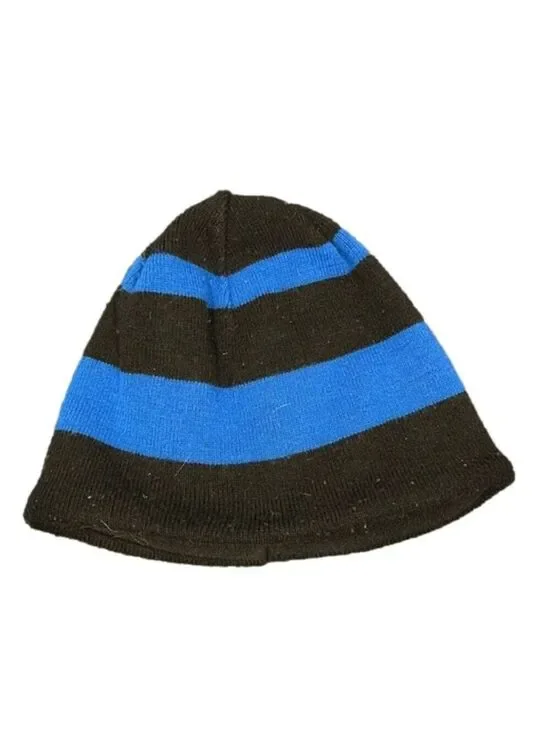 Tek Gear Black and Blue Striped Winter Beanie One Size
