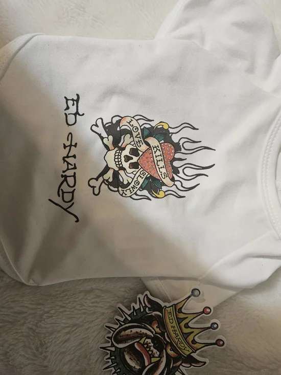 Ed Hardy Dog Shirt Skull Heart Graphic Sz XSm