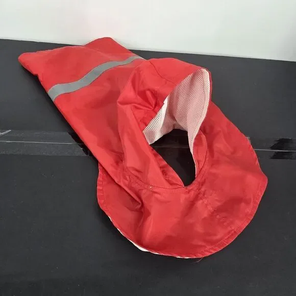 SimplyDog Red Dog Raincoat Jacket Medium Hooded Reflective Mesh Lined Pet Coat