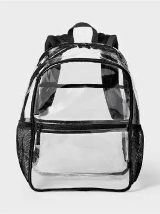 Transparent Clear Backpack with Black Trim - School Bags