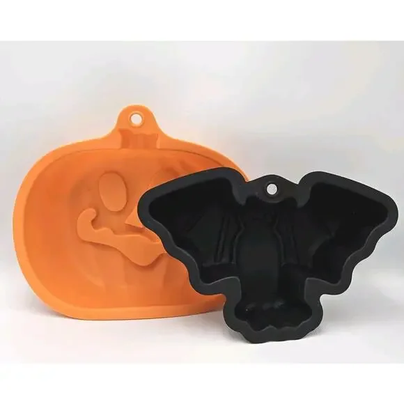 Halloween Bat and Pumpkin Silicon Mold Baking‎ Set Of 2