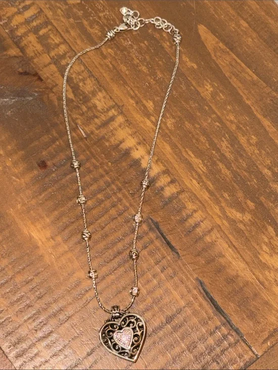 Sterling Silver Heart Pendant Necklace with Crystal Accent - 20”