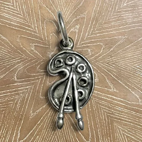 Shubes Dakota West Sterling Silver Charm Artist Palette Painter Pendant 1.2g VTG