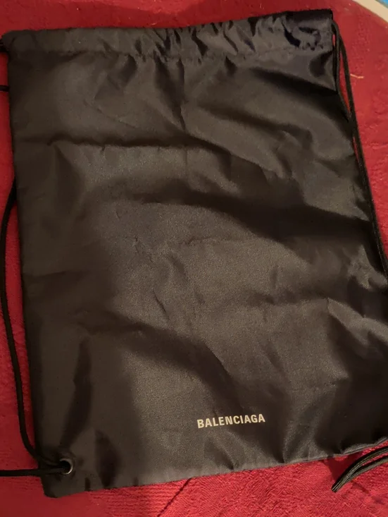 Balenciaga Black Drawstring Logo Backpack Sack
