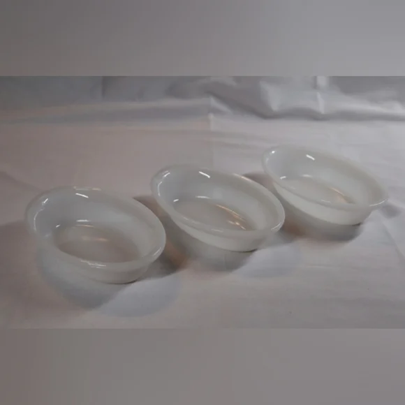 Vintage Glasbake #475 Milk Glass White Oval Au Gratin Dishes 3 Pc