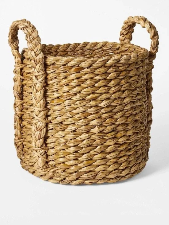 NEW Studio McGee Medium Woven Seagrass Basket with Braided Handles - Natural