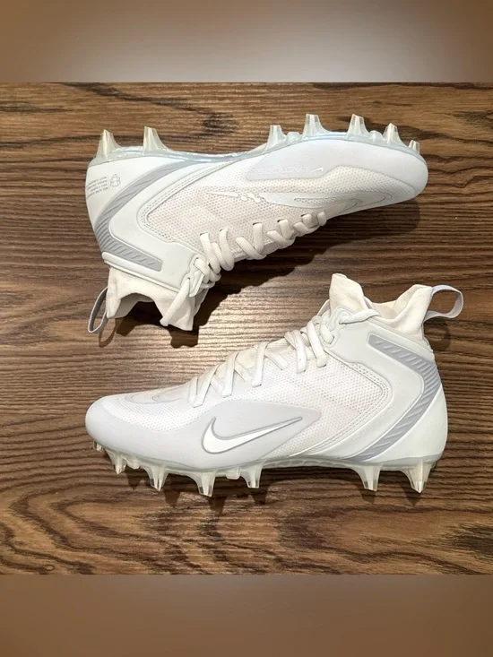 Men’s Size 7.5 Nike Alpha Huarache 8 Elite LAX CW4440-110 White Lacrosse Cleats